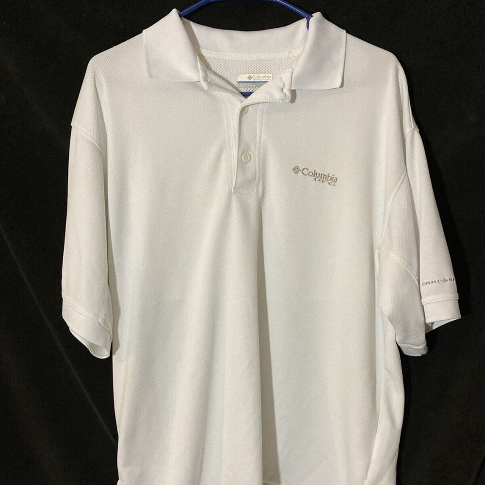 Columbia PFG Vented Shirt Small White Omni Shade Short Sleeve Reg Fit Mens